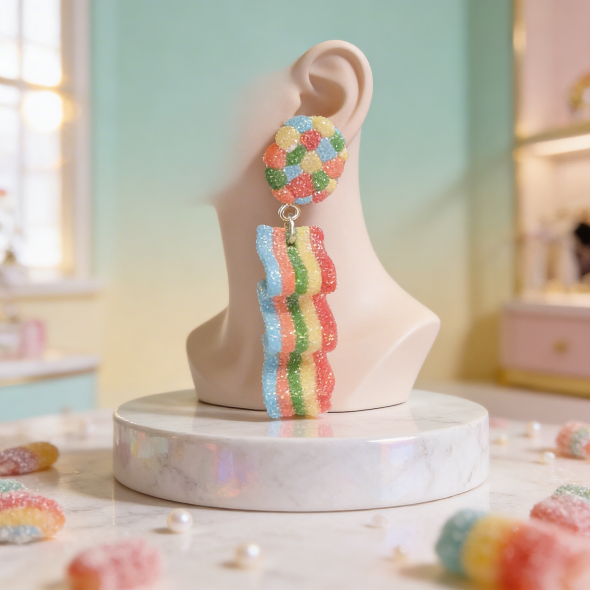 Rainbow Strips Earrings 🌈✨ studded dangles