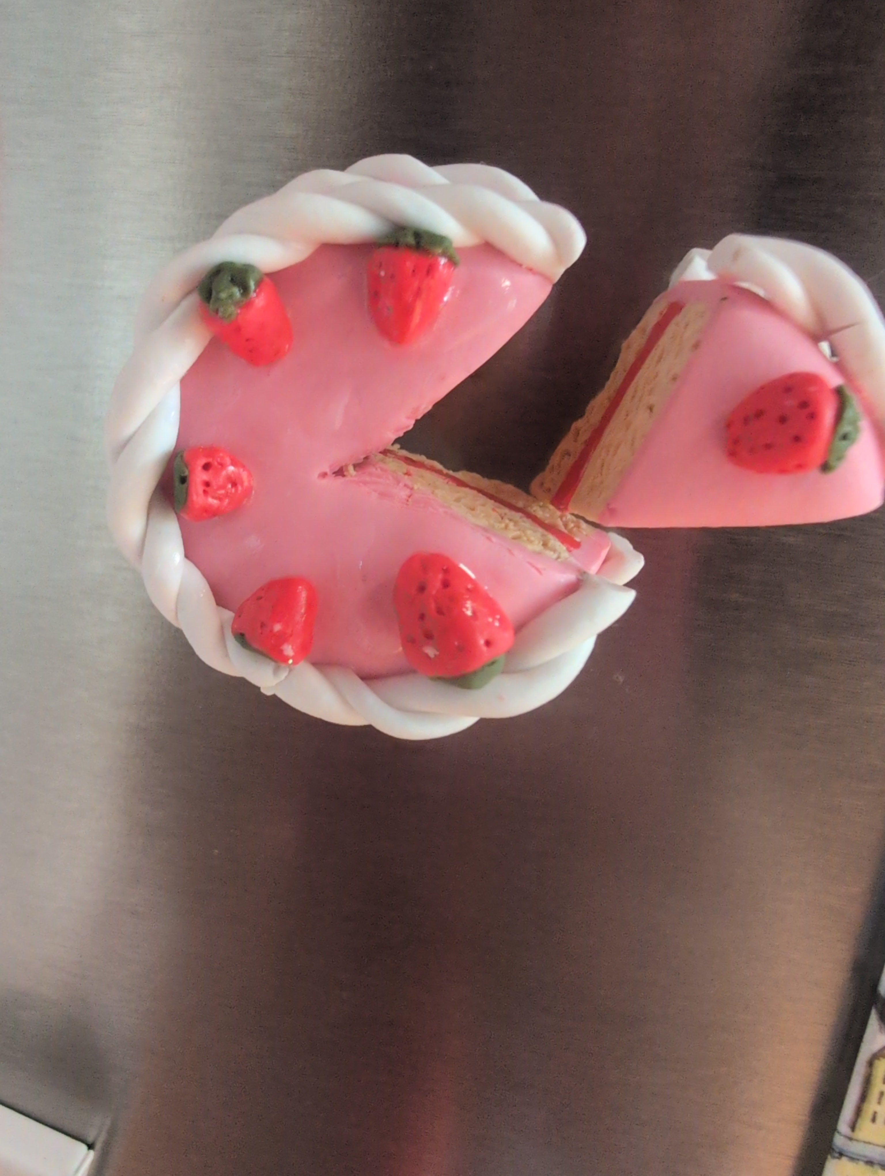 Miniature strawberry magnet cake