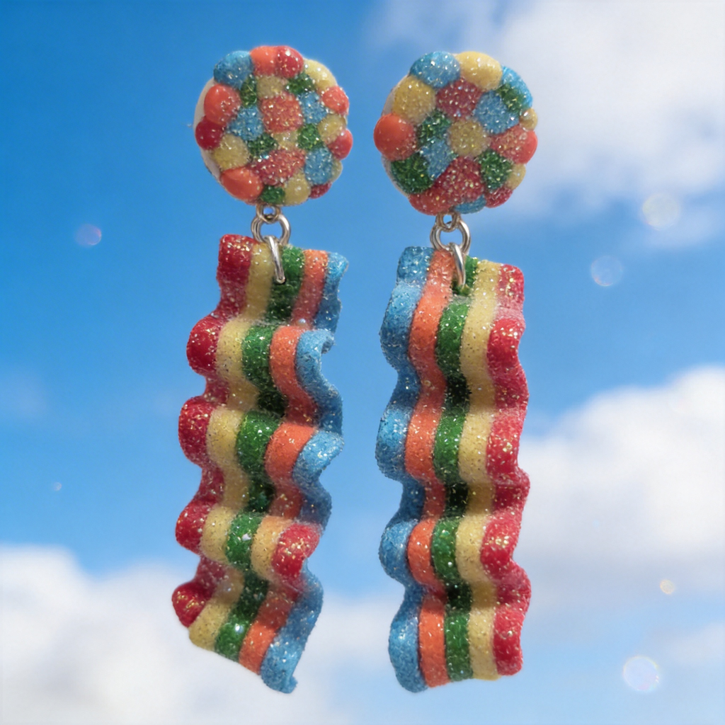 Rainbow Strips Earrings 🌈✨ studded dangles