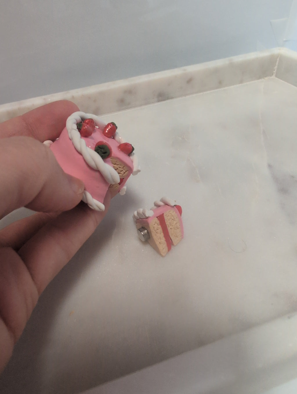 Miniature strawberry magnet cake