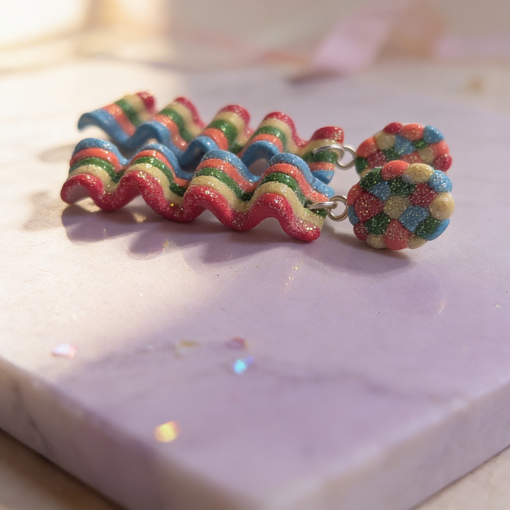 Rainbow Strips Earrings 🌈✨ studded dangles